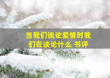 当我们谈论爱情时我们在谈论什么 书评